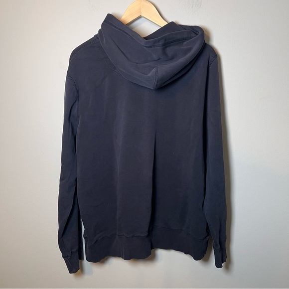 Nike Fuzzy Swoosh Hoodie Men’s XL Navy Blue Pullover Sweatshirt **STAINS - Picture 3 of 7